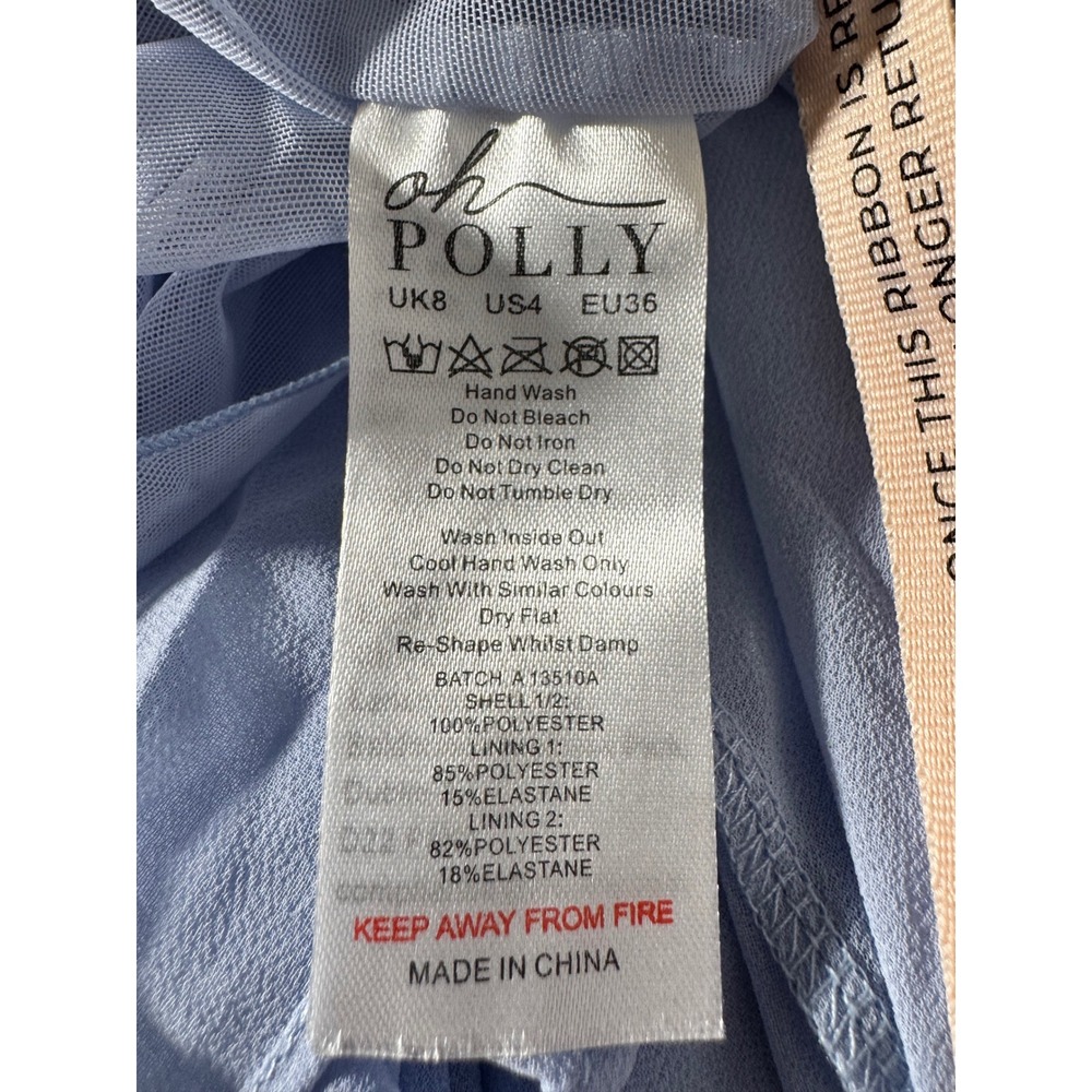 Oh Polly Blue Floral Embroidered Corset Maxi Dress Lace Up Back US 4 New - Picture 10 of 10